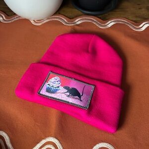Pink Beanie with Fun Patch